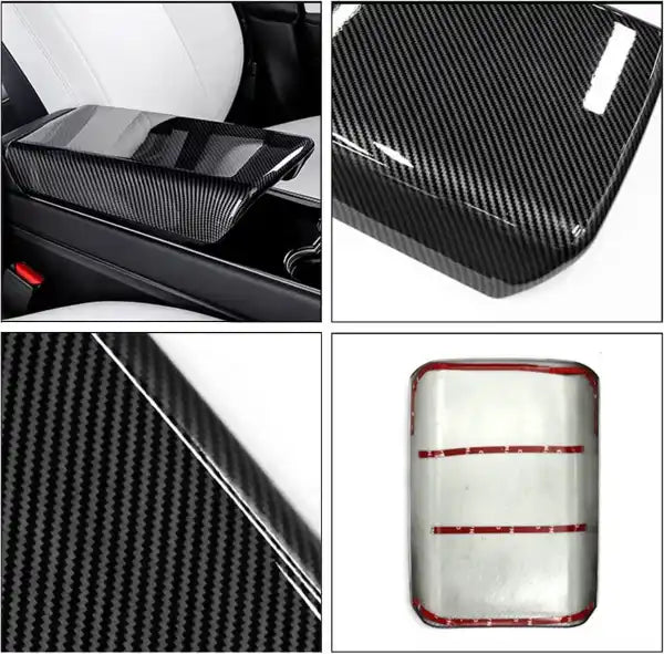 Tesla Model 3 2017-2023 Gloss Carbon Center Console Armrest Box Cover
