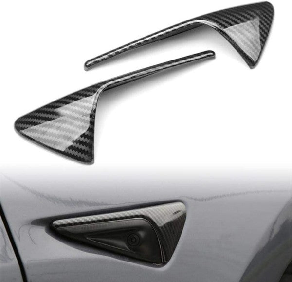 For Tesla Model Y 3 S X Gloss Carbon Fiber Side camera protection cover 2PCS