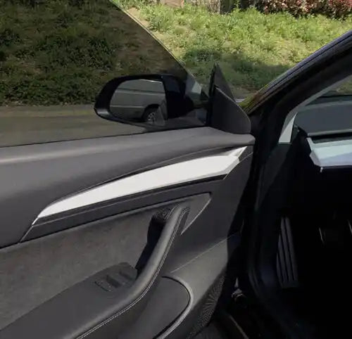 Tesla Model Y 2021-2023 2Pcs ABS Gloss Pearl White, Red Gloss Inner Front Door Panel Cover