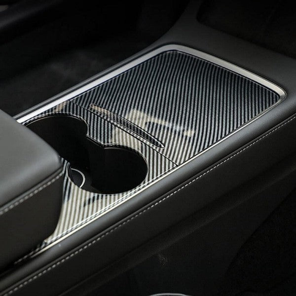 Fit Tesla Model 3 21+ Center Console Glossy Carbon Fiber Overlay Not Stickers