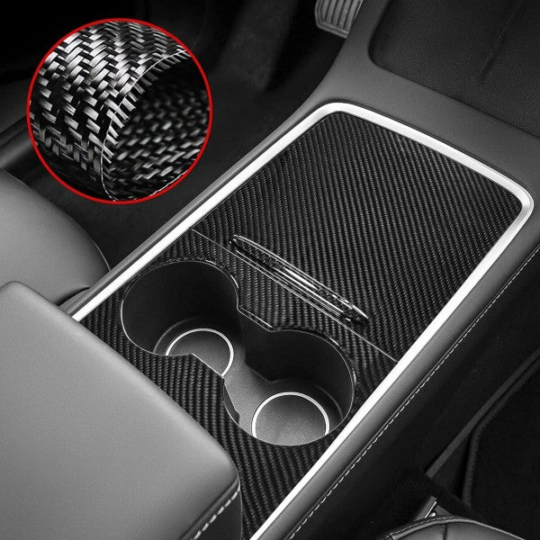 Fit Tesla Model 3 21+ Center Console Glossy Carbon Fiber Overlay Not Stickers