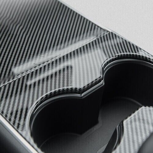 Fit Tesla Model 3 21+ Center Console Glossy Carbon Fiber Overlay Not Stickers