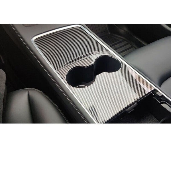 Fit Tesla Model 3 21+ Center Console Glossy Carbon Fiber Overlay Not Stickers