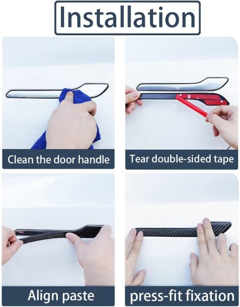Tesla Model 3 17-23 ABS Matte Carbon Fiber Car Door Handle Cover Decal wrap