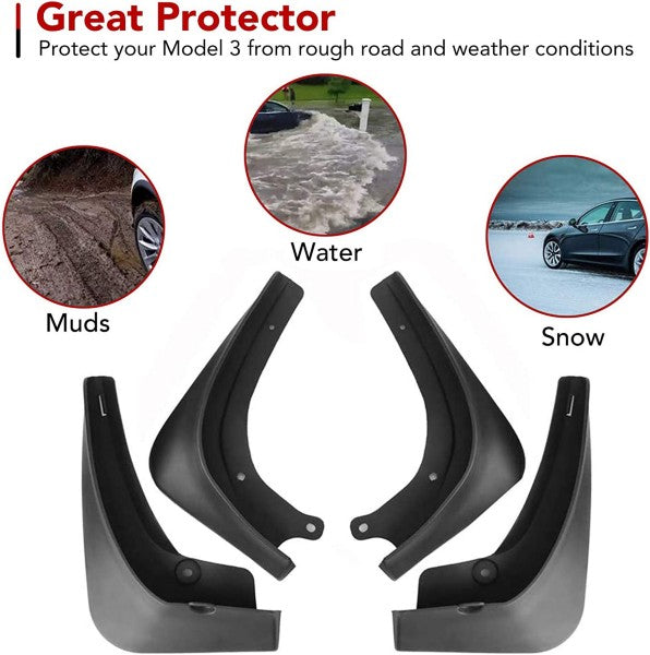Tesla Model 3 Car Mud Flaps Splash Guards Mudguard High Quality Plastic