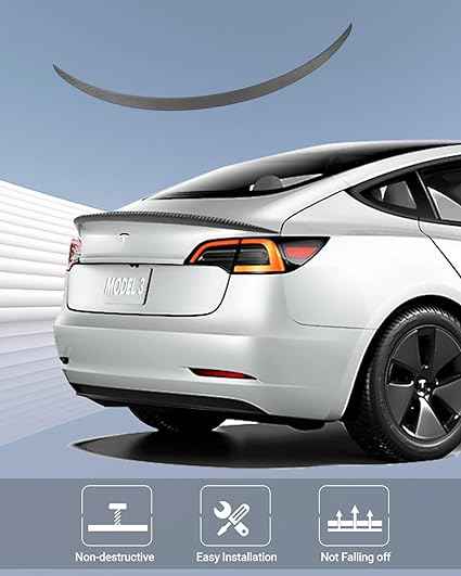 For 2017-2023 Tesla Model 3 Performance Spoiler Trunk Wing Matte Carbon Fiber
