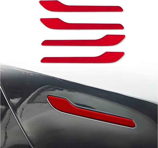 Tesla Model 3 2017-2023 Door Handle Cover Trim Red 4PC