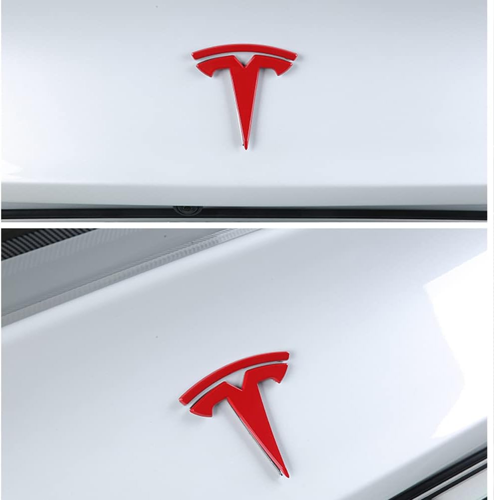 Model 3 Red Front Trunk/Rear Trunk Logo Sticker Cover Emblem Badge Decals 3PCSet