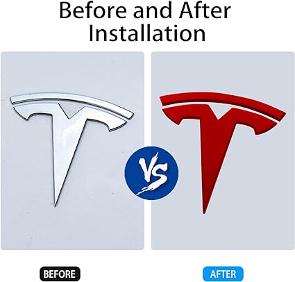 Model 3 Red Front Trunk/Rear Trunk Logo Sticker Cover Emblem Badge Decals 3PCSet