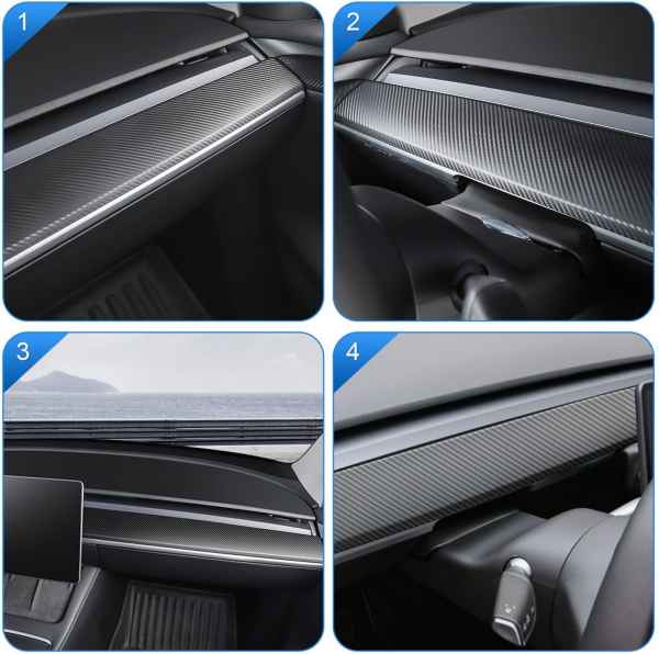 Tesla Model Matte Carbon Look Dashboard Instrument Control Panel Cover 1 piece