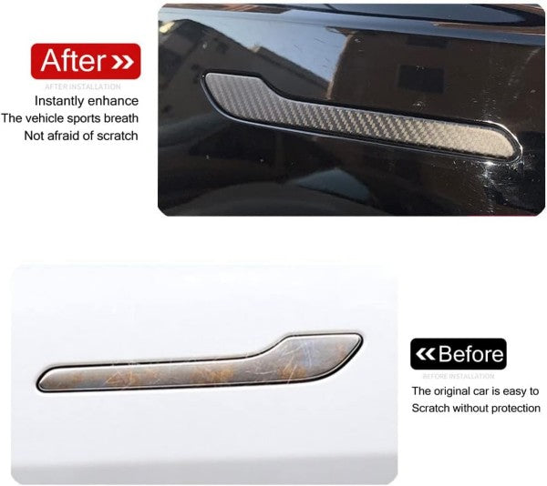 Tesla Model 3 17-23 ABS Matte Carbon Fiber Car Door Handle Cover Decal wrap