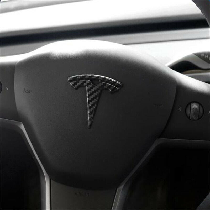 Tesla Model 3 T Logo Emblem Cover Hood, Trunk, Steering Wheel 3 PC Set