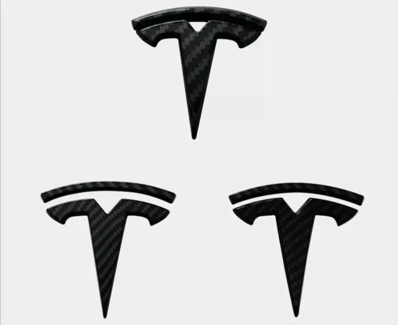 Tesla Model 3 T Logo Emblem Cover Hood, Trunk, Steering Wheel 3 PC Set